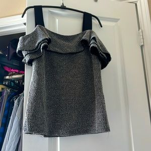 Off the shoulder, black and white ruffle top. Banana Republic size small.